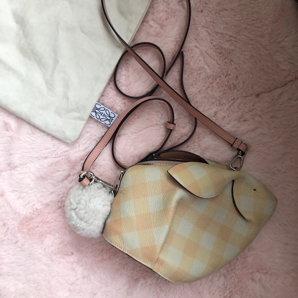 Loewe bunny mini gingham leather crossbody bag